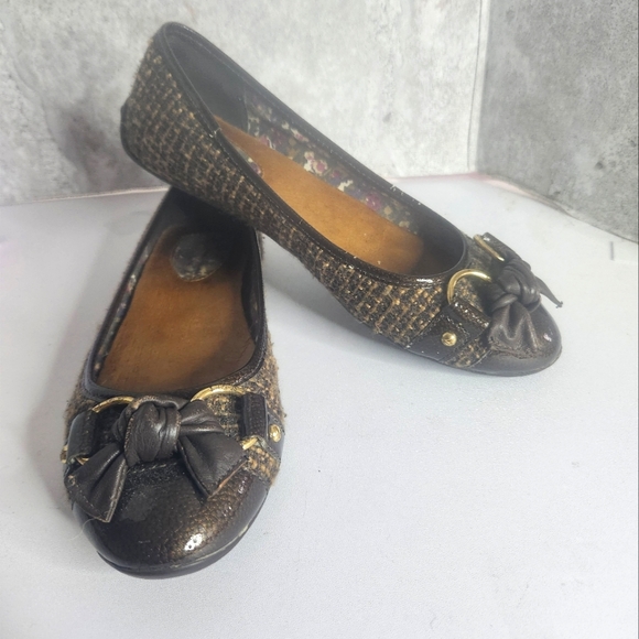 Sperry Top Sider Women's Brown Woven Bow Slip On Ballet Flats Shoes 7M - Picture 1 of 14